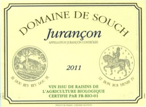 L'étiquette de la bouteille de moelleux, cuvée du domaine 2011 du Domaine de Souch